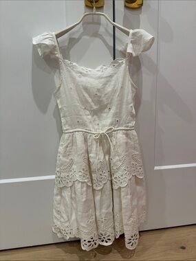Sea New York white Eyelet Linen-Blend Mini Dress